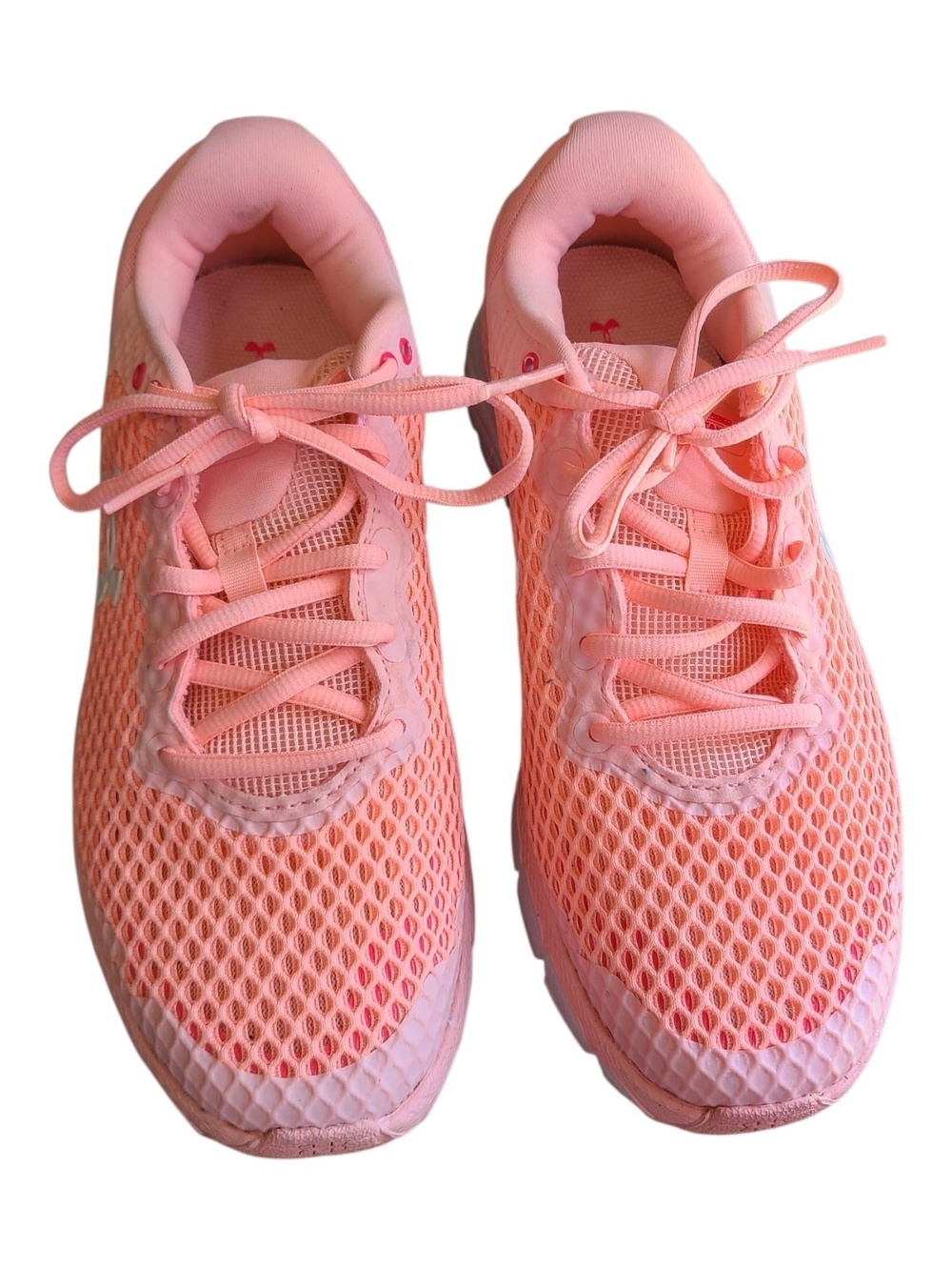 Under Armour Charged Intake 5 Pink White Running Shoes Sneakers Women's Size 8